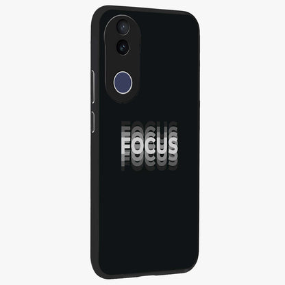 Focus Mode On Glass Case upright view showcasing strong typography statement with sleek motivational theme.
