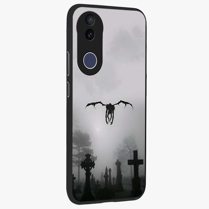 Graveyard Shadow Descent Glass Case upright view showcasing haunting graveyard artwork with dramatic dark theme.