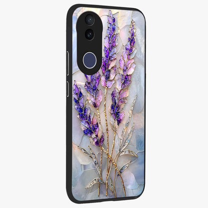 Lavender Dream Glow Glass Case upright view showcasing radiant lavender glow artwork with calming dreamy theme.