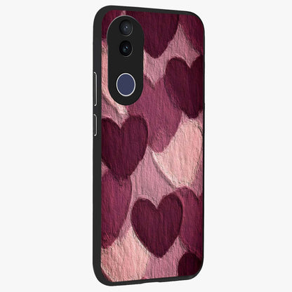 Layered Paper Hearts Glass Case upright view showcasing decorative layered heart artwork with sweet love theme.