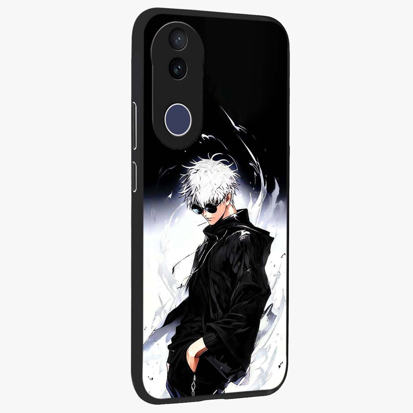 Limitless Shadow King Glass Case upright view showcasing bold shadow warrior artwork with epic fantasy theme.