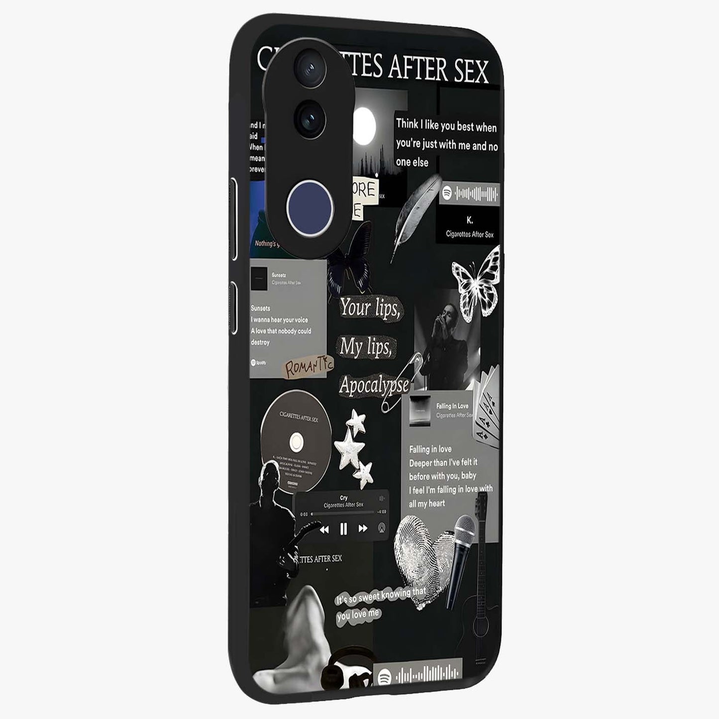 Midnight Love Echo Glass Case upright view showcasing expressive romantic artwork with dreamy midnight theme.