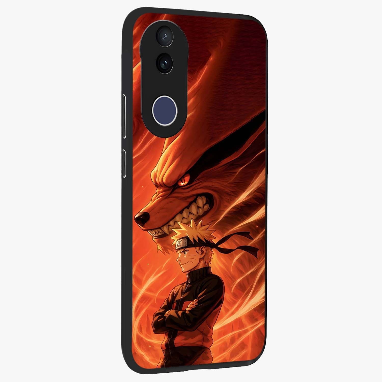 Nine Tails Legacy Glass Case upright view showcasing dramatic nine-tails artwork with intense anime themed design.