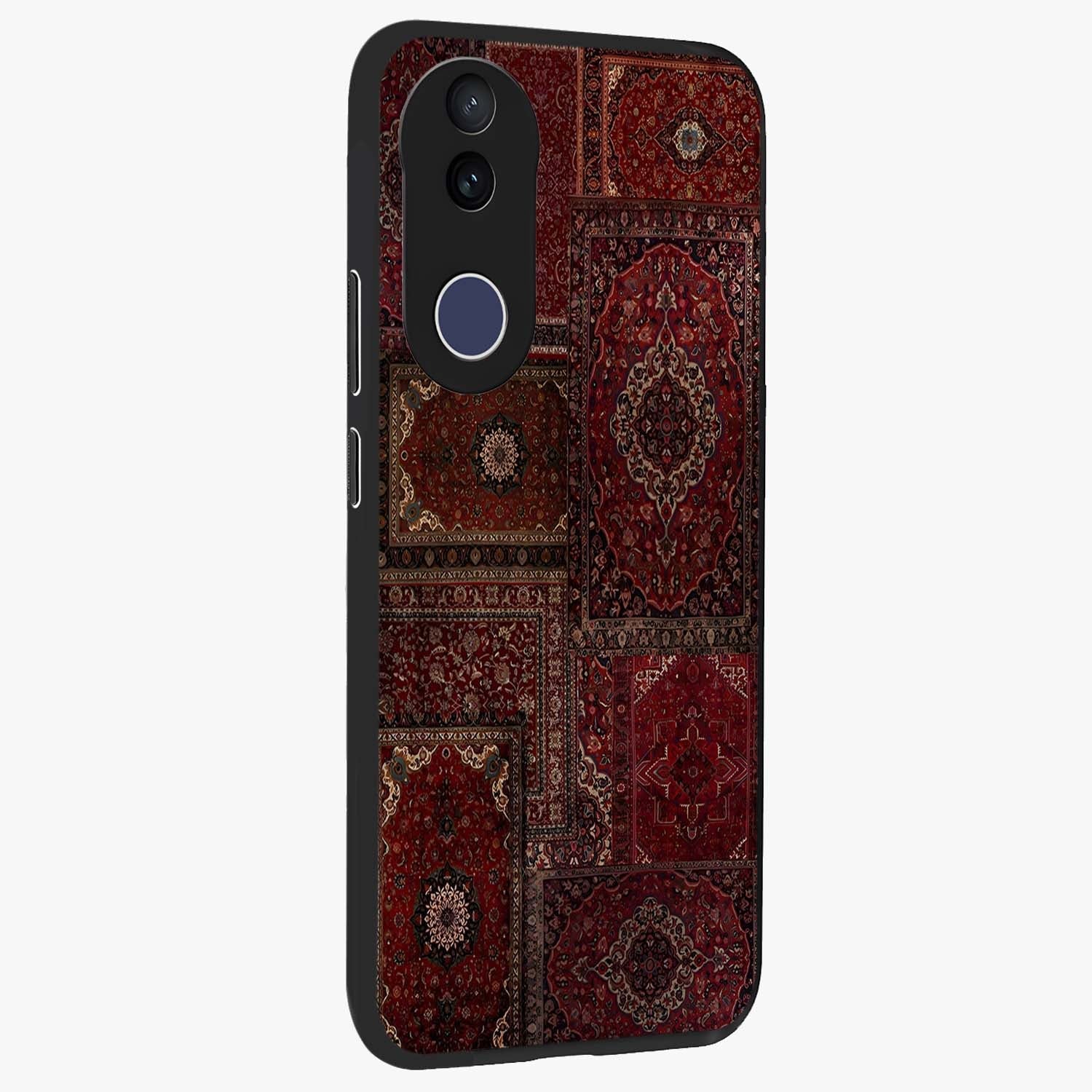 Persian Velvet Tale Glass Case upright view showcasing elegant Persian artwork with classic heritage theme.
