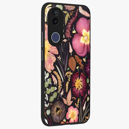 Petal Dream Tapestry Glass Case upright view showcasing detailed floral tapestry artwork with artistic nature theme.