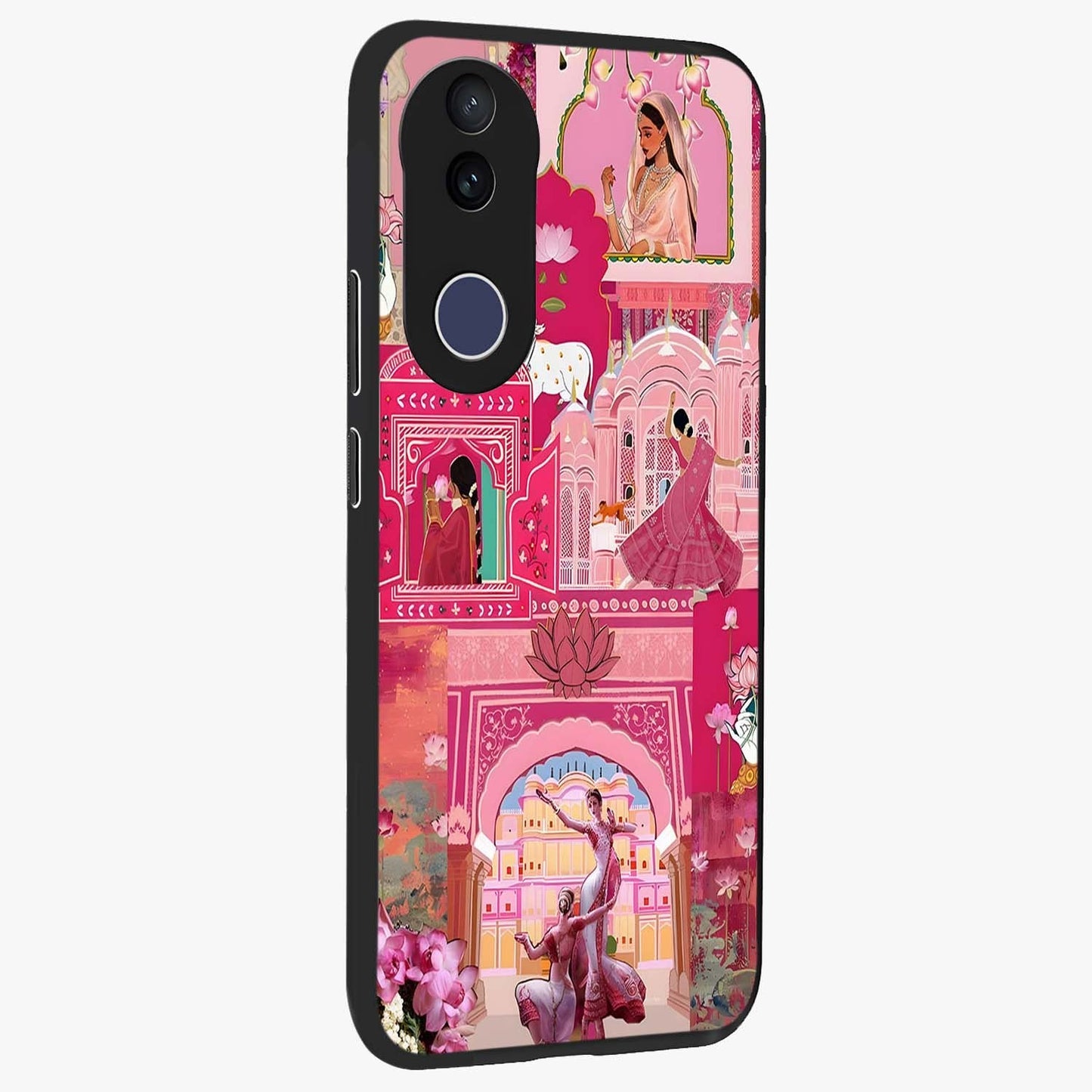 Pink Palace Muse Glass Case upright view showcasing artistic palace artwork with graceful royal theme.
