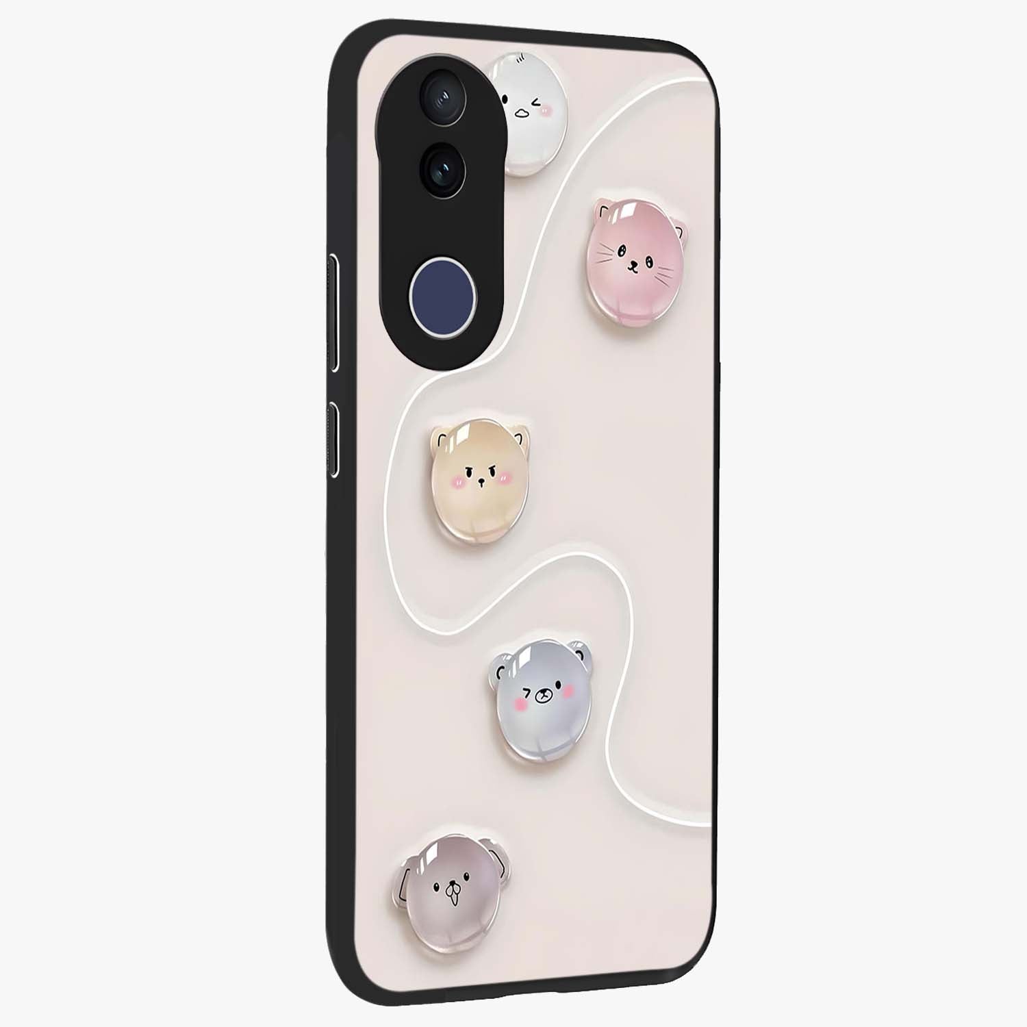 Puffy Face Parade Glass Case upright view showcasing adorable character artwork with cheerful animated theme.