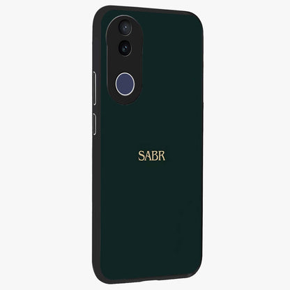 Sabr Minimal Patience Glass Case upright view showcasing calm minimalist artwork with motivational patience theme.