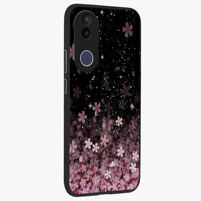 Small Starry Flowers Glass Case upright view showcasing charming floral artwork with dreamy starry theme.