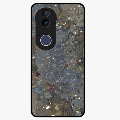 Aesthetic Astrolophia Glass Case showing flat back view with dreamy aesthetic design and glossy glass finish.