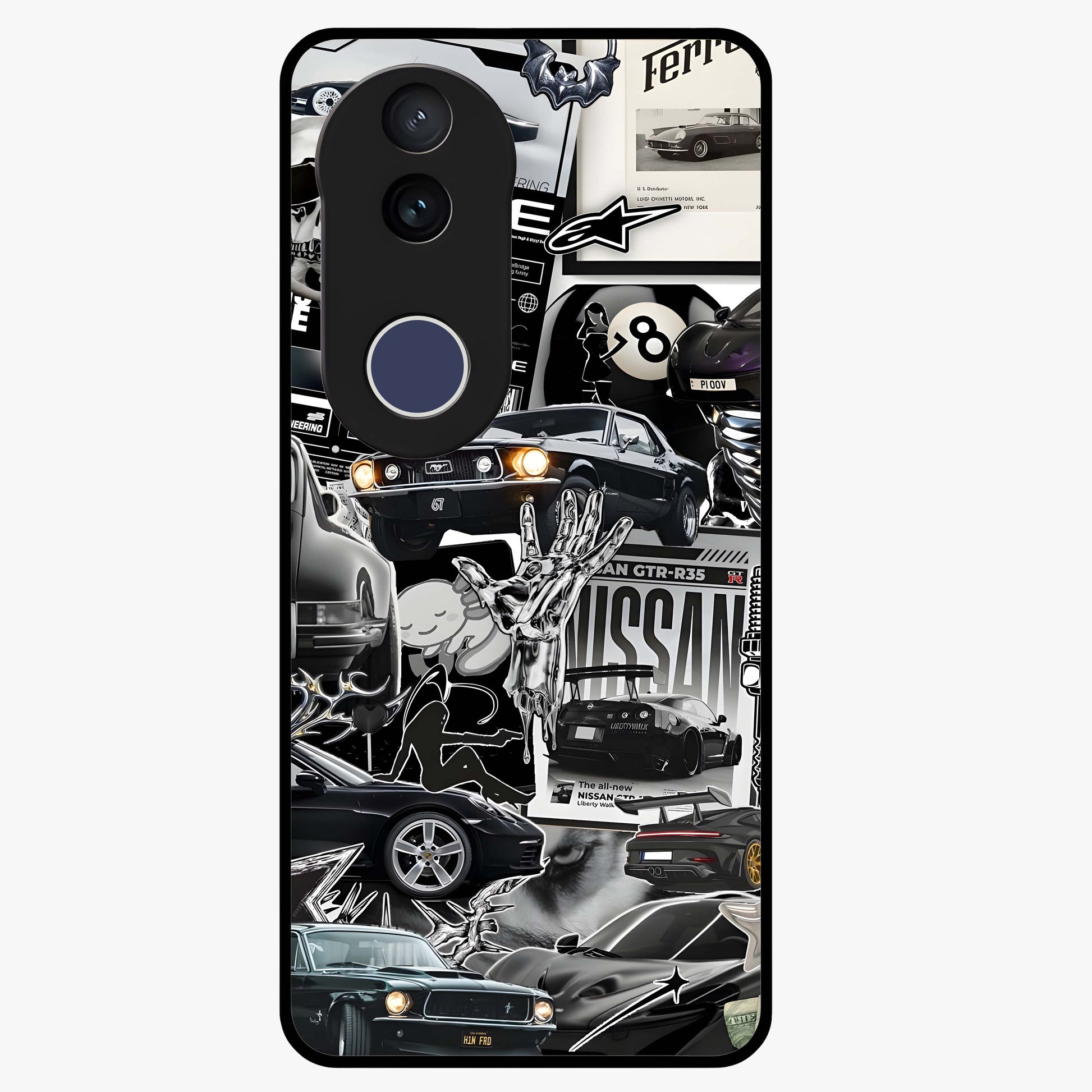 Aesthetic Dark Love Glass Case showing flat back view with dark romantic artwork and glossy glass finish.