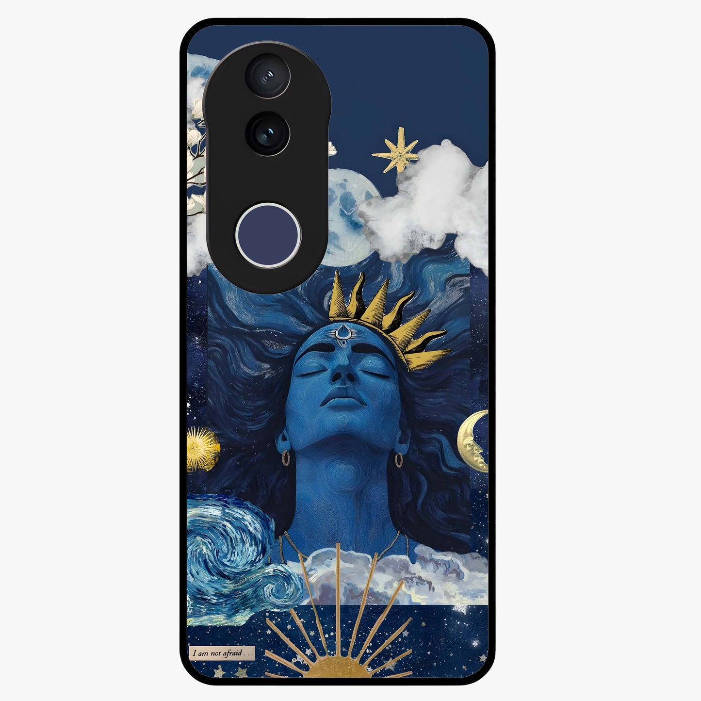 Aesthetic Lord Shiva Glass Case showing flat back view with divine Shiva artwork and glossy glass finish.