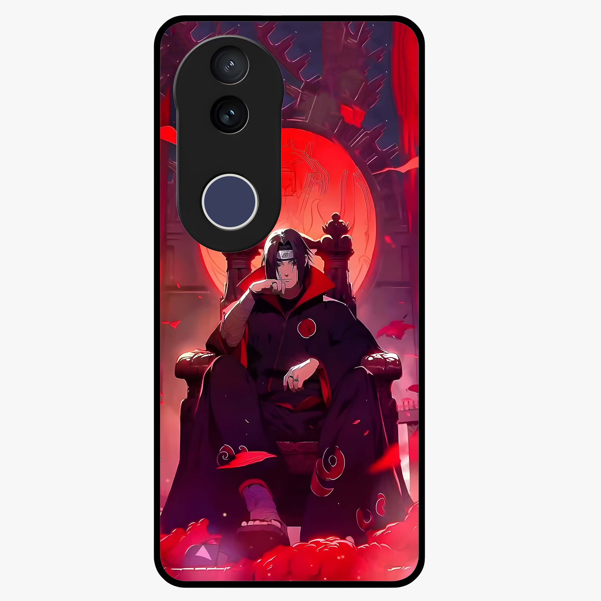 Blood Moon Sovereign Glass Case showing flat back view with mystical blood moon artwork and glossy glass finish.