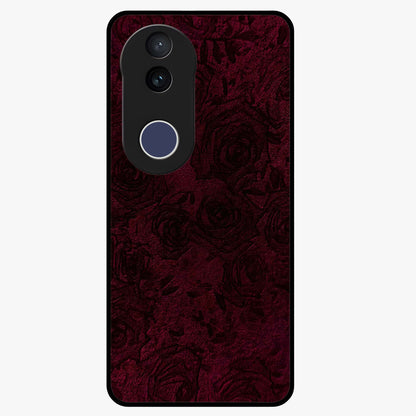 Crimson Fade Flow Glass Case showing flat back view with flowing crimson gradient artwork and glossy glass finish.