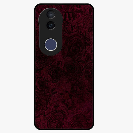 Crimson Fade Flow Glass Case showing flat back view with flowing crimson gradient artwork and glossy glass finish.