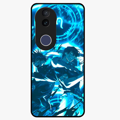 Cursed Energy Clash Glass Case showing flat back view with intense cursed energy artwork and glossy glass finish.