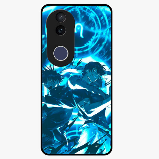 Cursed Energy Clash Glass Case showing flat back view with intense cursed energy artwork and glossy glass finish.
