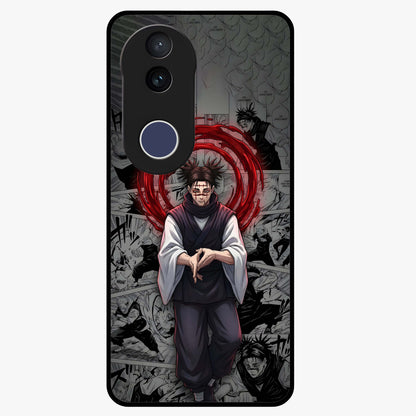 Cursed Ritual Ascension Glass Case showing flat back view with dark ritual themed artwork and glossy glass finish.