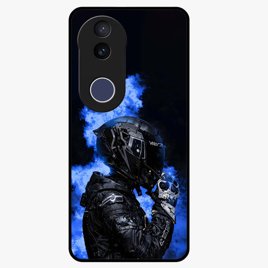 Cyber Sentinel Protocol Glass Case showing flat back view with futuristic cyber themed artwork and glossy glass finish.