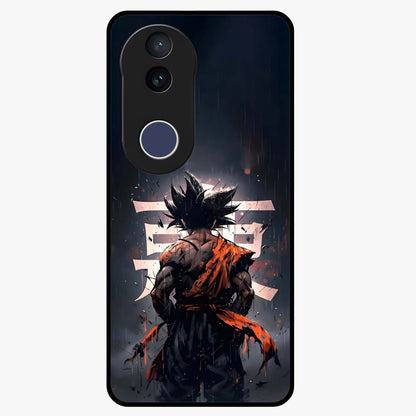 Dark Warrior In Rain Glass Case showing flat back view with warrior artwork in rainy atmosphere and glossy glass finish.