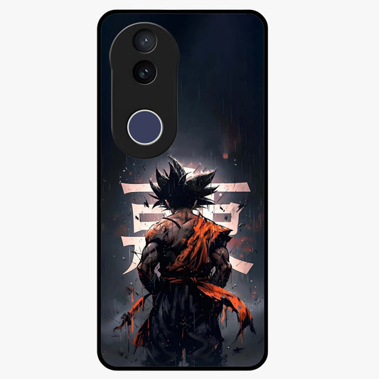 Dark Warrior In Rain Glass Case showing flat back view with warrior artwork in rainy atmosphere and glossy glass finish.
