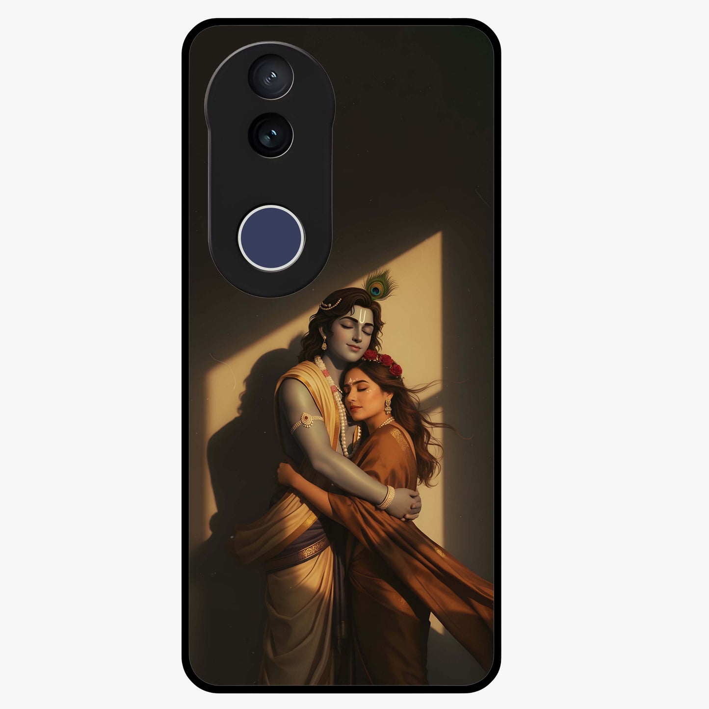 Divine Eternal Love Glass Case showing flat back view with spiritual love themed artwork and glossy glass finish.
