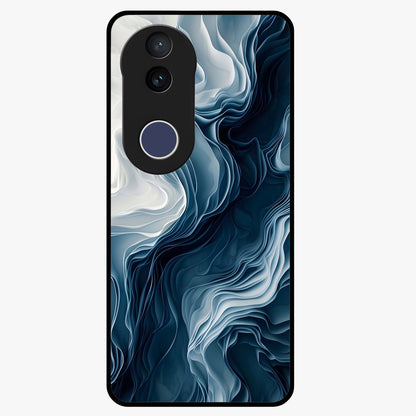 Ethereal Paper Marble Glass Case showing flat back view with soft marble paper texture artwork and glossy glass finish.