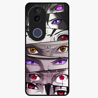 Eyes of Destiny Glass Case showing flat back view with striking eye themed artwork and glossy glass finish.