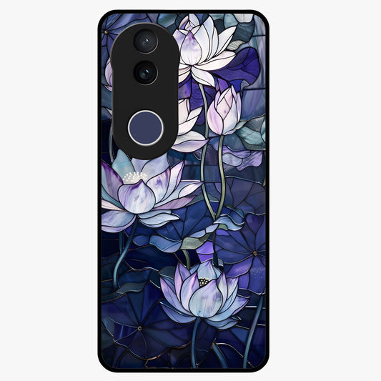 Gloss Petal Rush Glass Case showing flat back view with glossy flower petal artwork and smooth glass finish.