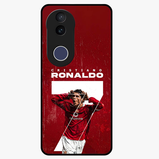 Goal Celebration Legacy Glass Case showing flat back view with football celebration inspired artwork and glossy glass finish.