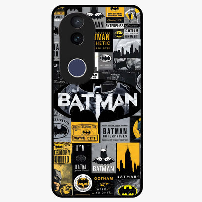 Knight Gotham Rise Glass Case showing flat back view with dark hero inspired artwork and glossy glass finish.