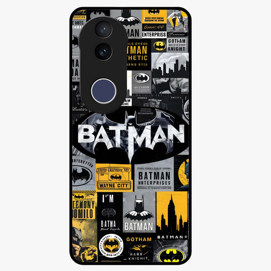 Knight Gotham Rise Glass Case showing flat back view with dark hero inspired artwork and glossy glass finish.