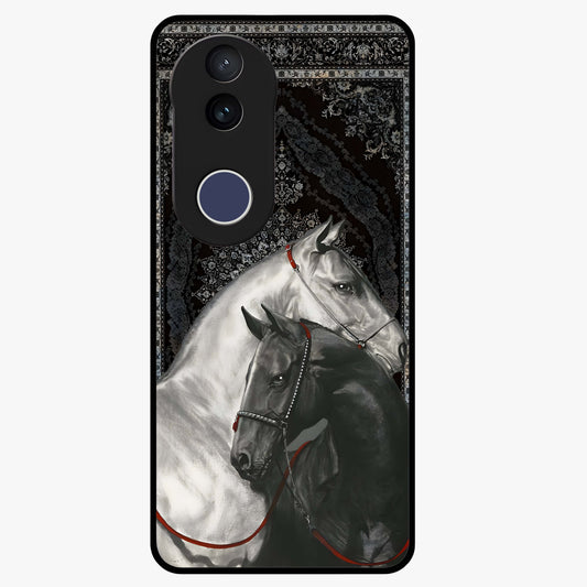 Majestic Ride Legacy Glass Case showing flat back view with powerful automotive inspired artwork and glossy glass finish.
