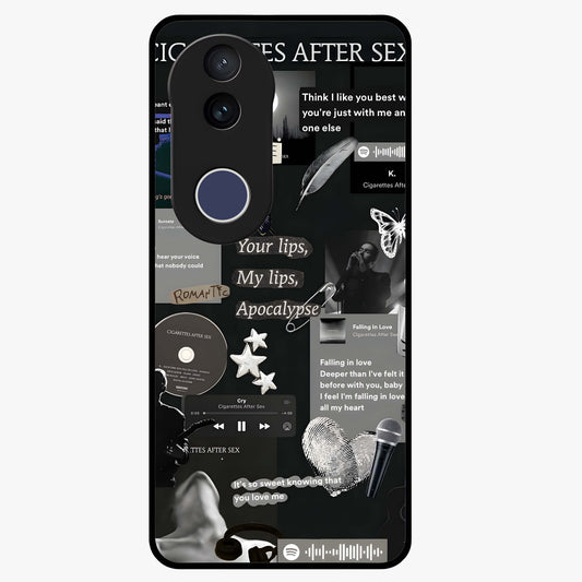 Midnight Love Echo Glass Case showing flat back view with romantic midnight themed artwork and glossy glass finish.