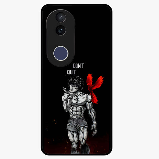 Rise Beyond Limits Glass Case showing flat back view with motivational typography artwork and glossy glass finish.