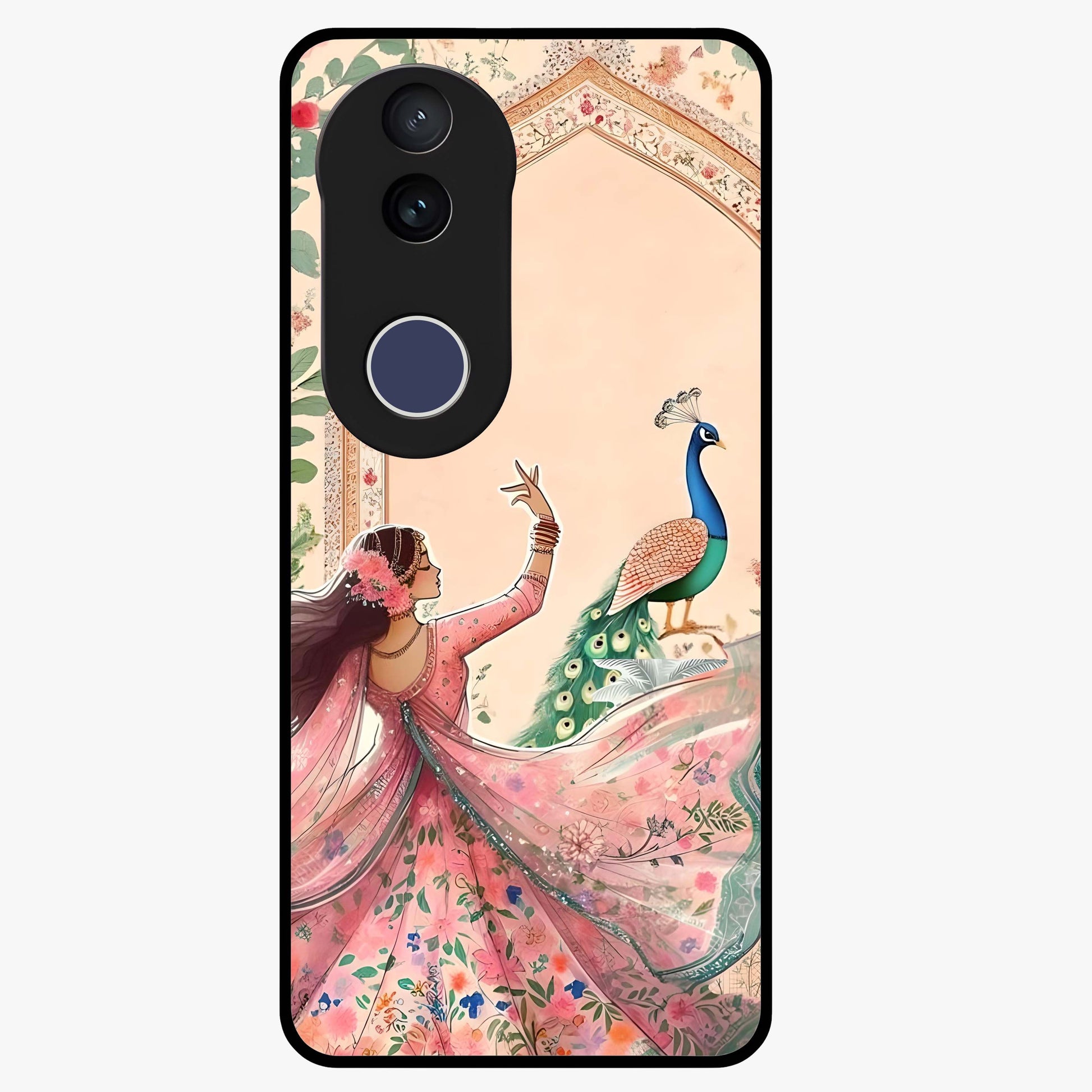 Royal Grace Muse Glass Case showing flat back view with elegant artistic artwork and glossy glass finish.