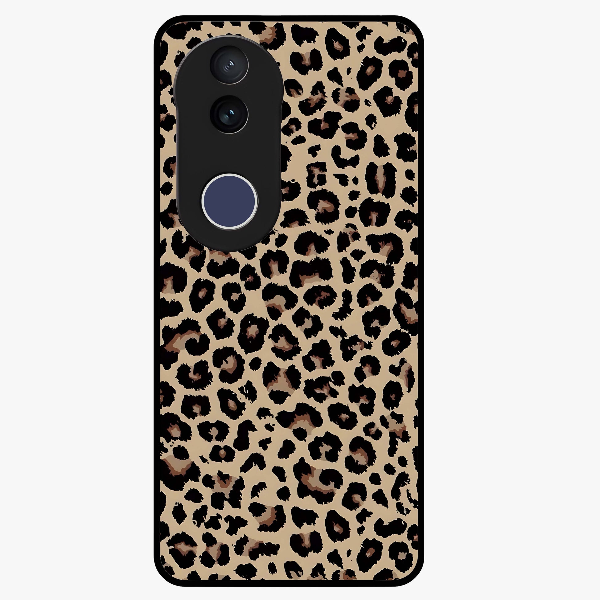 Savage Chic Pattern Glass Case showing flat back view with stylish patterned artwork and glossy glass finish.