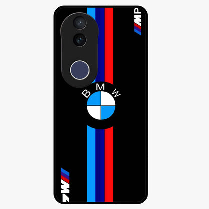 Turbo BMW Beast Glass Case showing flat back view with high performance sports car artwork and glossy glass finish.