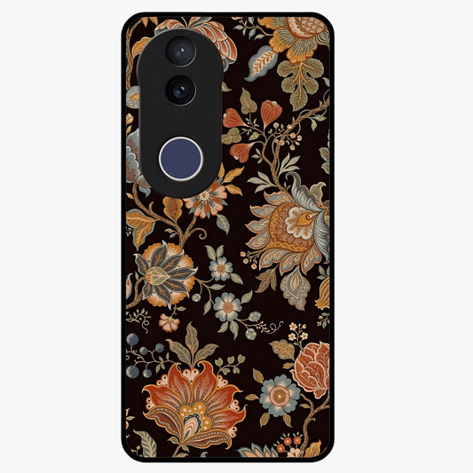 Vintage Floral Dream Glass Case showing flat back view with classic floral artwork and glossy glass finish.