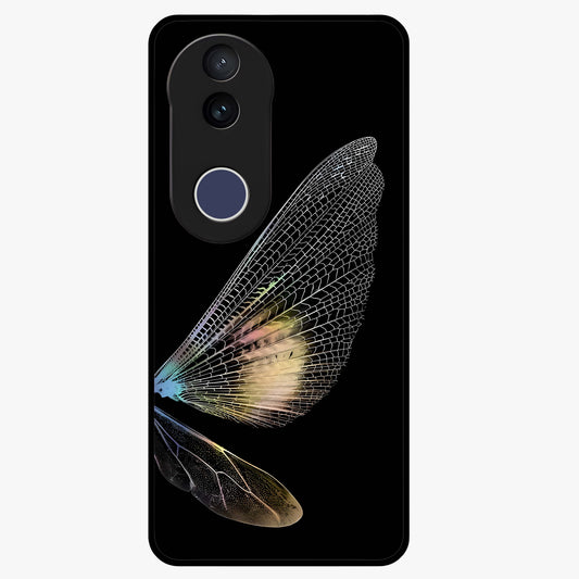 Whispers Of Wings Glass Case showing flat back view with graceful wing inspired artwork and glossy glass finish.