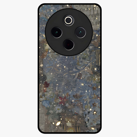 Aesthetic Astrolophia Glass Case showing flat back view with dreamy aesthetic design and glossy glass finish.