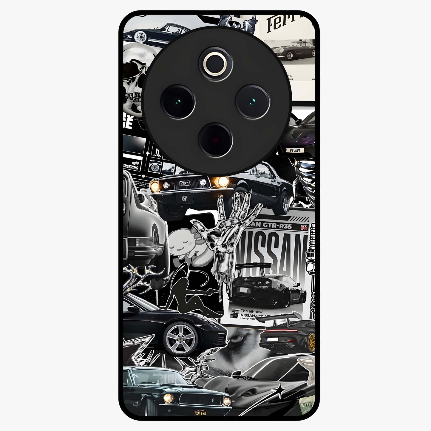 Aesthetic Dark Love Glass Case showing flat back view with dark romantic artwork and glossy glass finish.