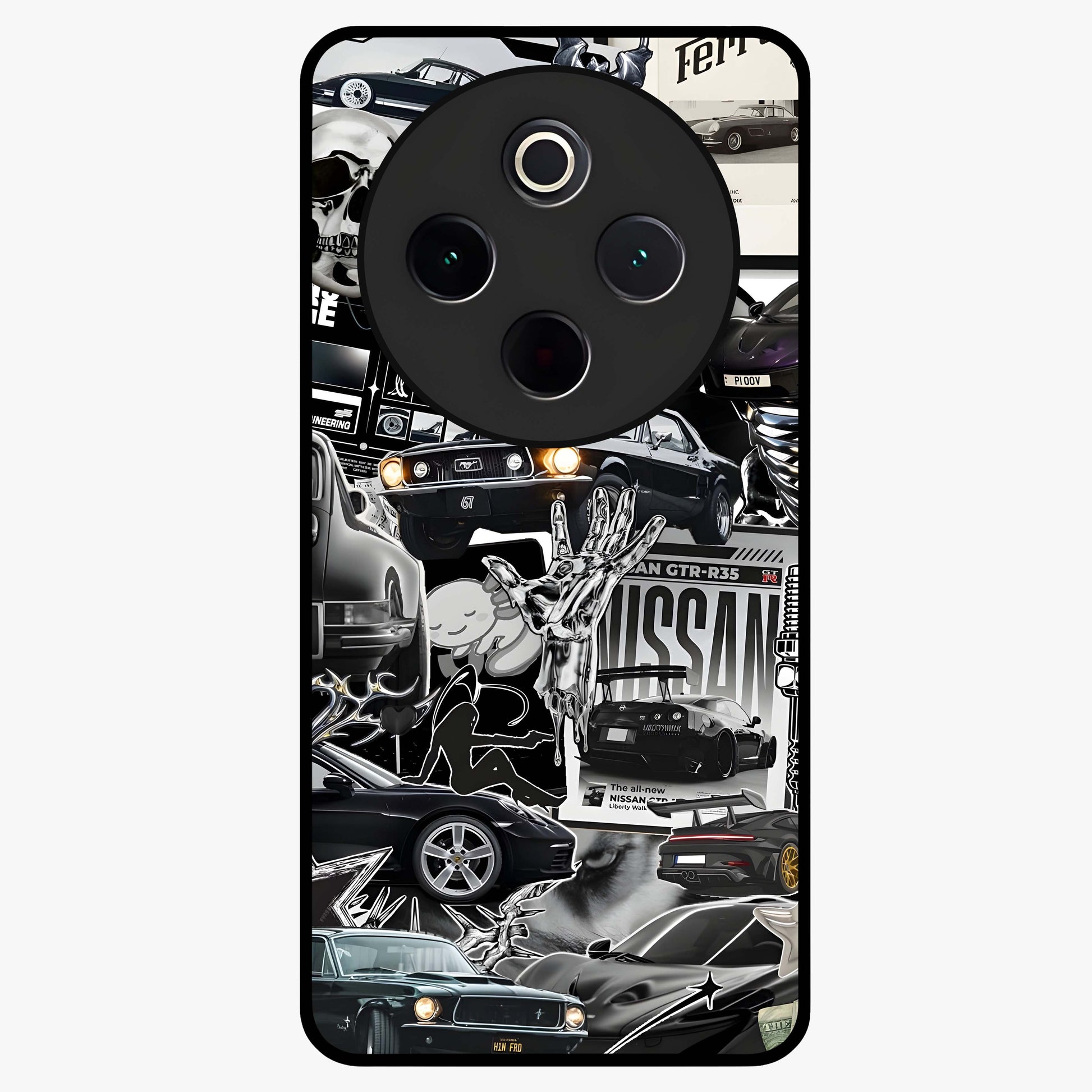 Aesthetic Dark Love Glass Case showing flat back view with dark romantic artwork and glossy glass finish.
