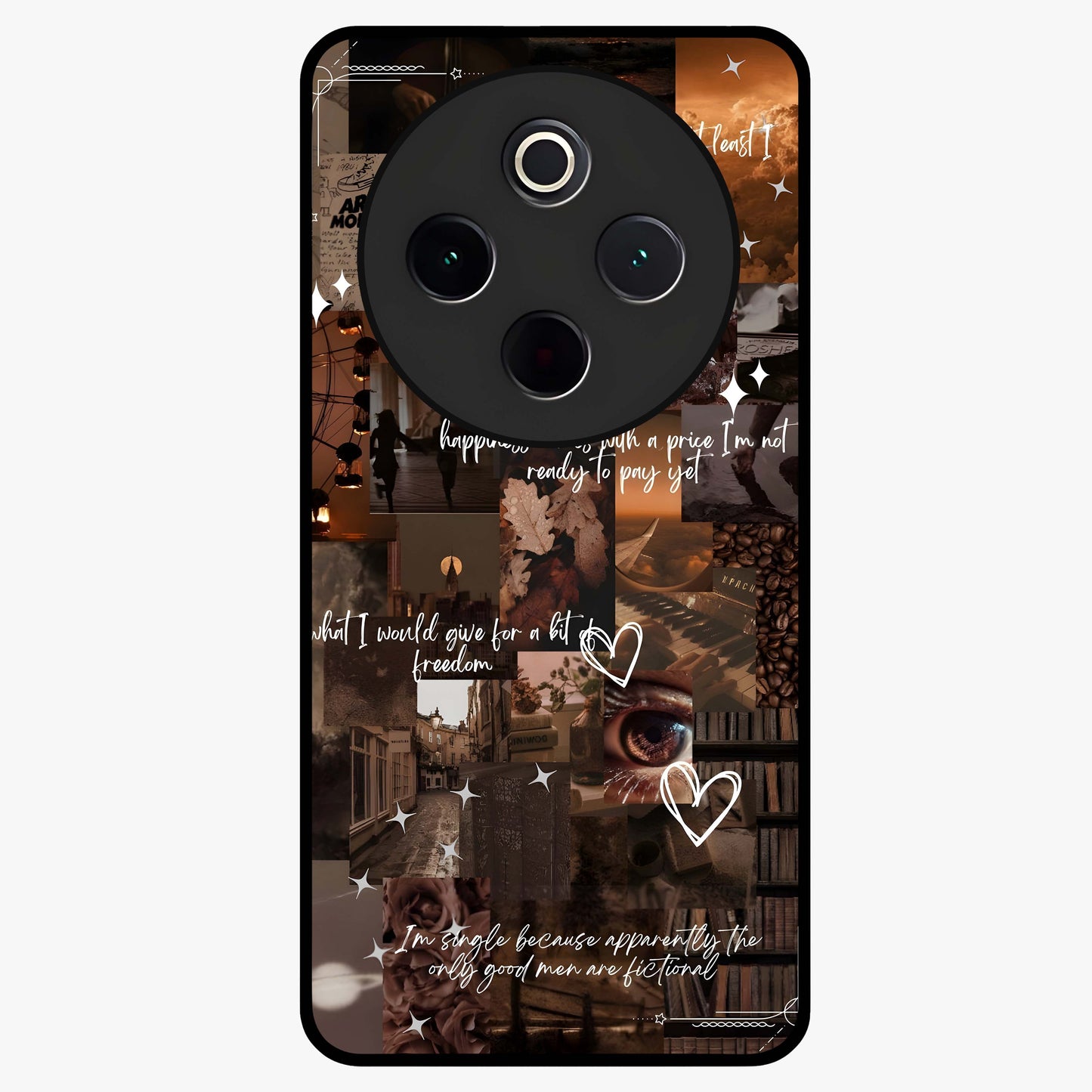 Bittersweet Aesthetic Chaos Glass Case showing flat back view with artistic chaotic aesthetic design and glossy glass finish.