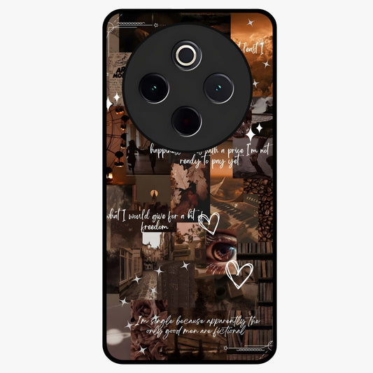 Bittersweet Aesthetic Chaos Glass Case showing flat back view with artistic chaotic aesthetic design and glossy glass finish.
