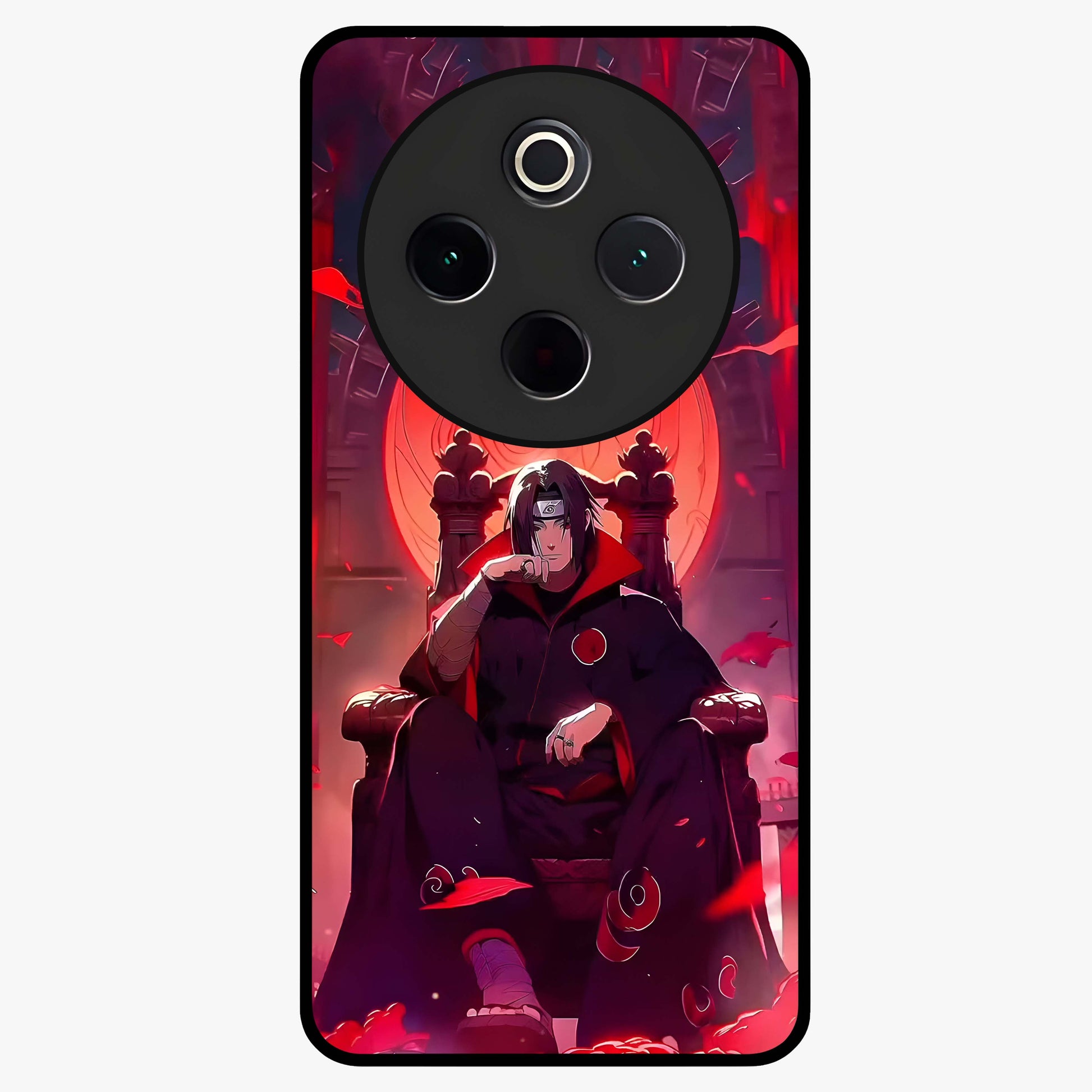 Blood Moon Sovereign Glass Case showing flat back view with mystical blood moon artwork and glossy glass finish.