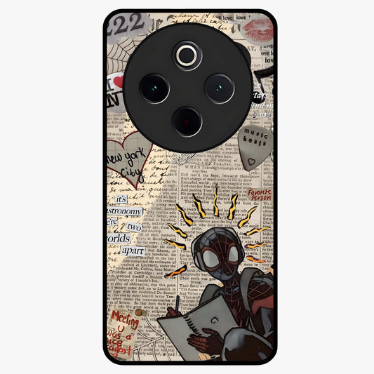 City Dream Sketch Glass Case showing flat back view with artistic city skyline sketch artwork and glossy glass finish.