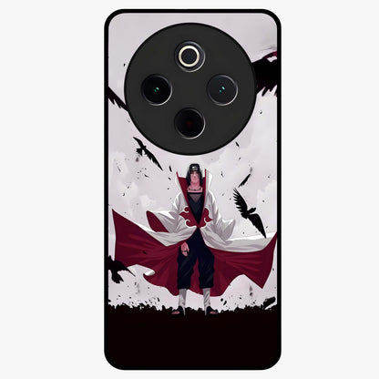 Crimson Crow Ascension Glass Case showing flat back view with mystical crow artwork and glossy glass finish.