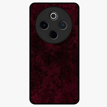 Crimson Fade Flow Glass Case showing flat back view with flowing crimson gradient artwork and glossy glass finish.