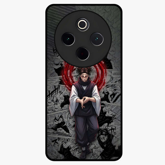 Cursed Ritual Ascension Glass Case showing flat back view with dark ritual themed artwork and glossy glass finish.